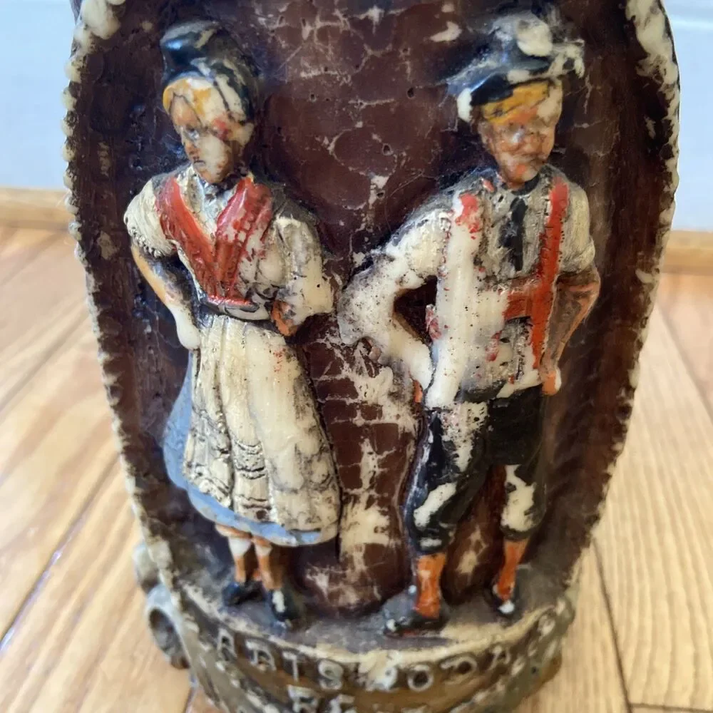 German Candle wax candle VINTAGE Very Rare hand carved made in Germany daisy